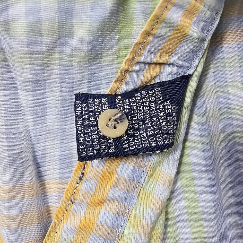 Phat Farm Button Down Shirt MENS XL Yellow Blue Plaid Vintage Y2K Streetwear - Picture 10 of 16